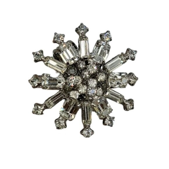 Kramer Clip On Earrings Early 1940s Sparkling Star Crystal Signed Kramer Vtg - Picture 16 of 16